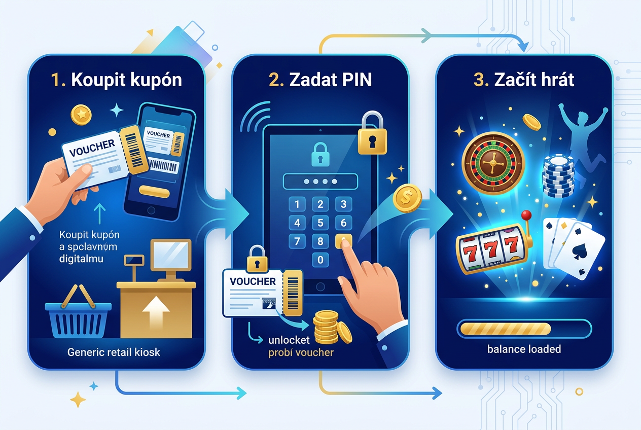 Infografika procesu vkladu přes Paysafecard s českými popisky